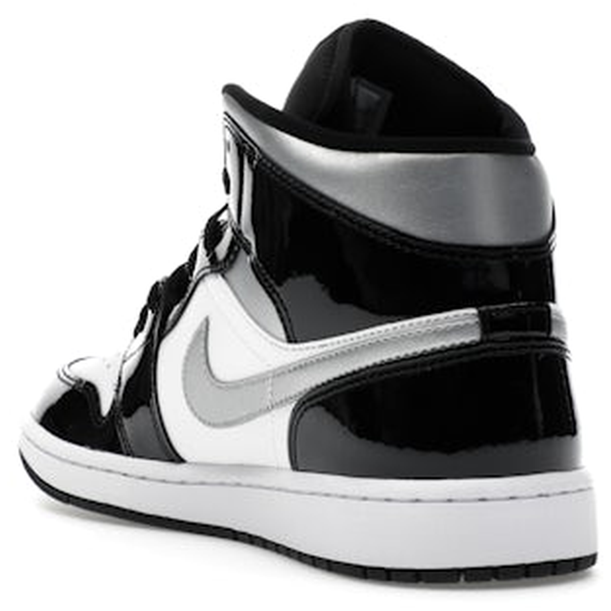 Miniatyrbild av Air Jordan 1 Mid Patent Black Silver Metallic Gold 4
